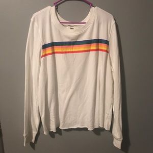 3X Rainbow Stripe Long Sleeve Sweater, Cropped